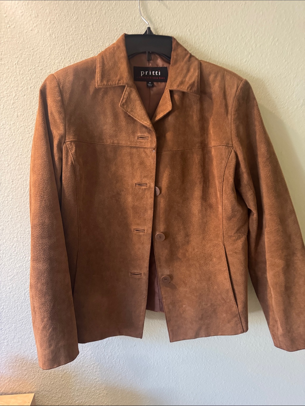 Pritti Women's Suede Button-Front Jacket In Chestnut Brown